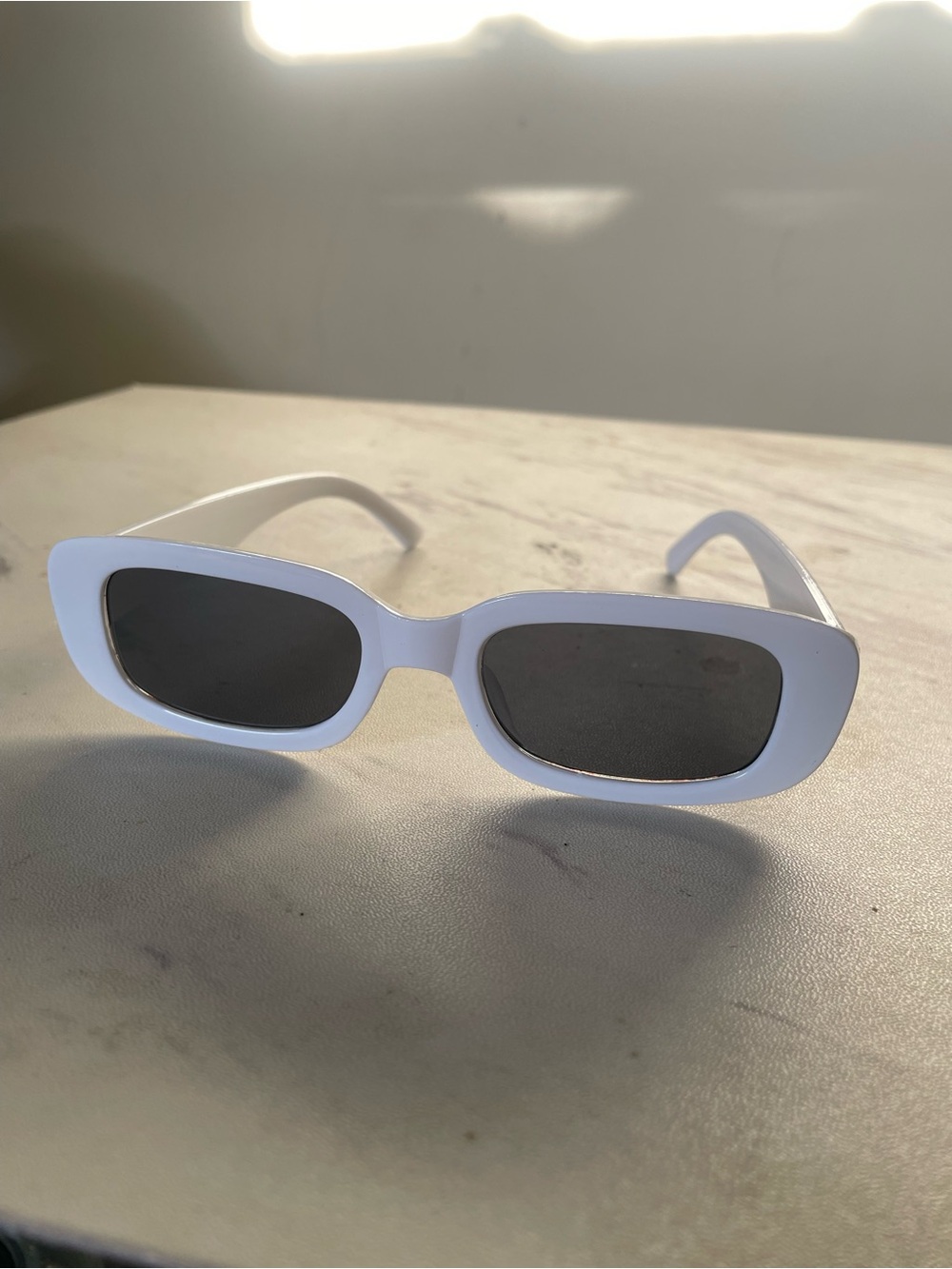 White Rectangle Kids Sunglasses with Dark Lenses